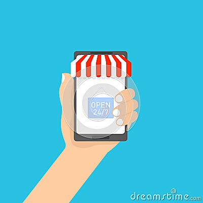 Flat modern vector illustration concept of online shopping web store Vector Illustration