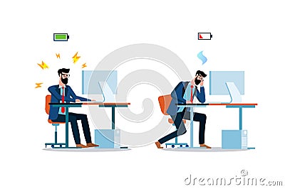 Business concept of workload and energy balance Vector Illustration