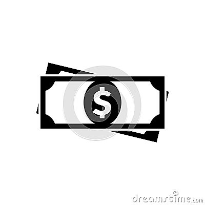 Flat money icon. Dollar symbol. Cash sign. Vector Illustration