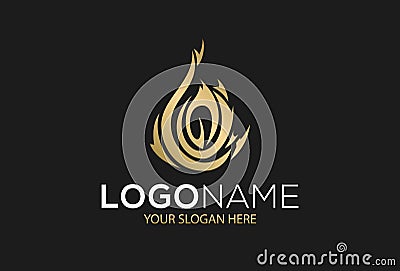 Monochrome Luxury Abstract Flame Drop Logo Design Vector Illustration