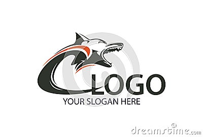 Monogram Circle Abstract Fox Wolf Logo Design Vector Illustration