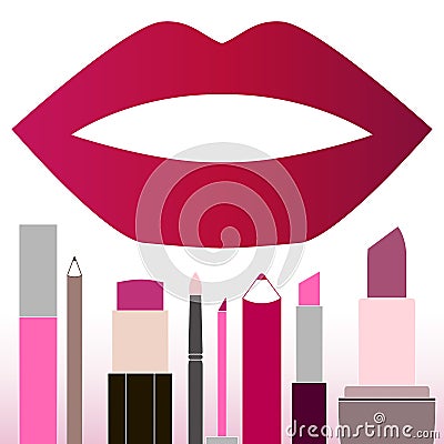 Flat multicolored lipsticks Vector Illustration