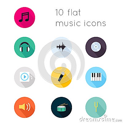 Flat music icons Vector Illustration