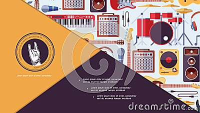 Flat Musical Instruments Colorful Composition Vector Illustration