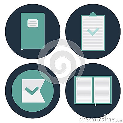 Flat notebook blank vector icon set Vector Illustration