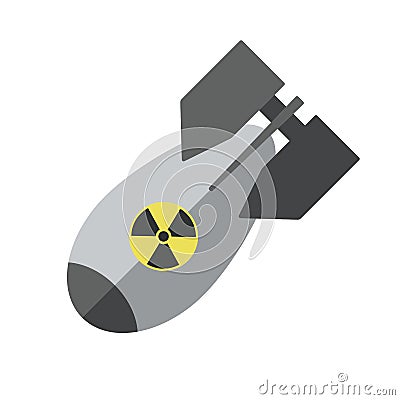Flat nuclear bomb Vector icon. Nuke Isolated aviation atom bomb. Vector Illustration