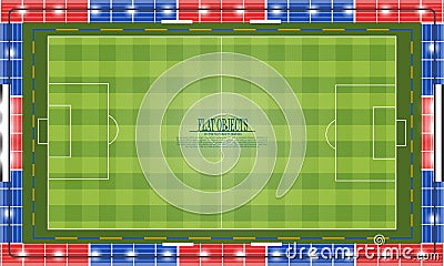 Flat object design set, soccer stadium Vector Illustration