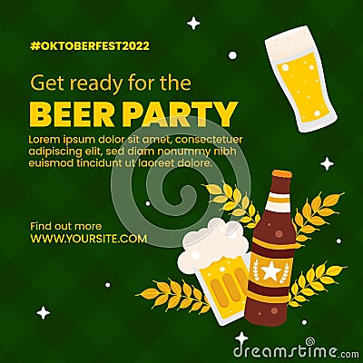 Flat oktoberfest posts set Vector illustration Vector Illustration