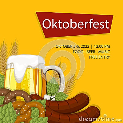 Flat oktoberfest posts set Vector illustration Vector Illustration