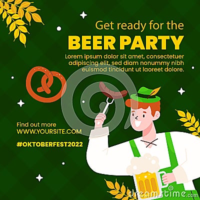 Flat oktoberfest posts set Vector illustration Vector Illustration