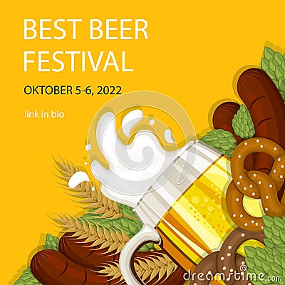 Flat oktoberfest posts set Vector illustration Vector Illustration