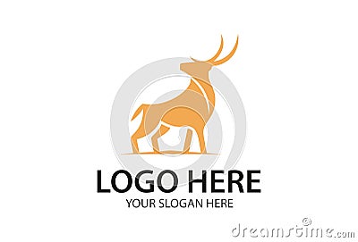 Orange Color Elegant Luxury Deer Logo Design Vector Illustration