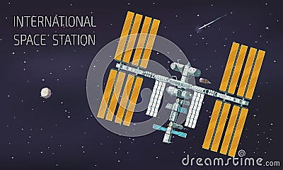 Flat Orbital International Space Station Illustration Vector Illustration