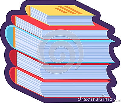 Flat Outline Books Stack Icon Vector Illustration