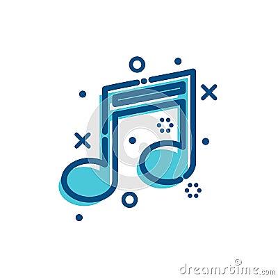 Flat outline icons music Vector Illustration