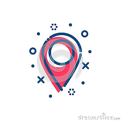 Flat outline Map pointer icon Vector Illustration