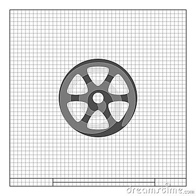Flat paper cut style icon of old tape spool Cartoon Illustration