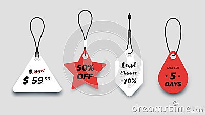 Flat Paper Sale Tags. Set Of Isolated Vector Sale Labels. Christmas Sale Tags.Vector Design Elements Vector Illustration