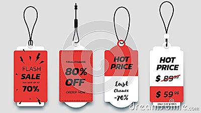 Flat Paper Sale Tags. Set Of Isolated Vector Sale Labels. Christmas Sale Tags.Vector Design Elements Vector Illustration