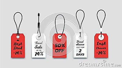 Flat Paper Sale Tags. Set Of Isolated Vector Sale Labels. Christmas Sale Tags.Vector Design Elements Vector Illustration