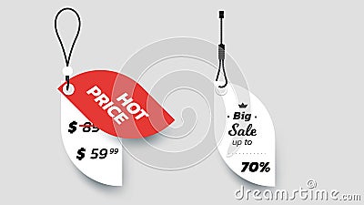 Flat Paper Sale Tags. Set Of Isolated Vector Sale Labels. Christmas Sale Tags.Vector Design Elements Vector Illustration