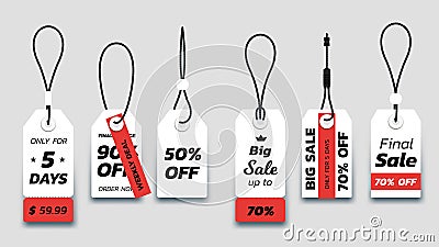 Flat Paper Sale Tags. Set Of Isolated Vector Sale Labels. Christmas Sale Tags.Vector Design Elements Vector Illustration