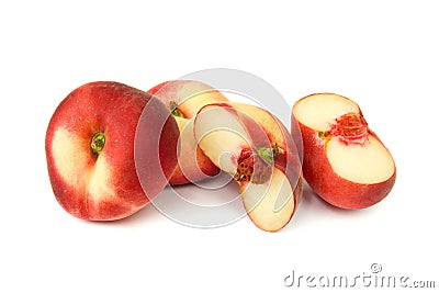 Flat peaches with sections Stock Photo