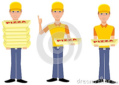 Flat peddler pizzas Vector Illustration