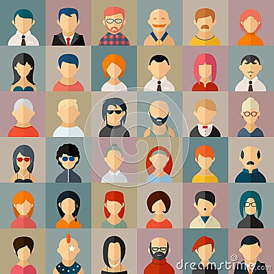 Flat people character avatar icons Vector Illustration