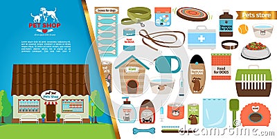 Flat Pets Shop Concept Vector Illustration