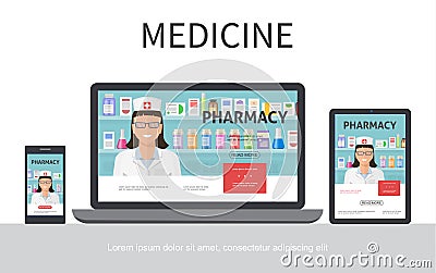 Flat Pharmacy Colorful Concept Vector Illustration