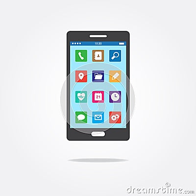 Flat Phone App Icons Vector Illustration