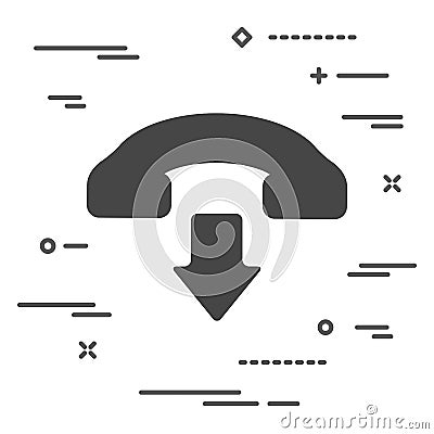 Flat phone and down arrow icon on a white background Vector Illustration
