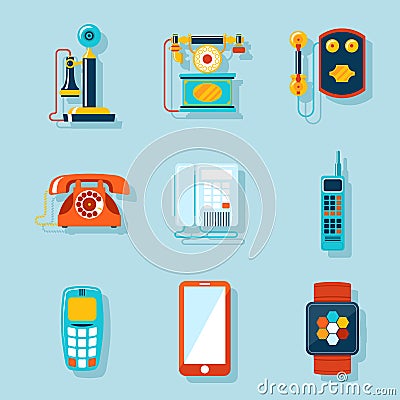 Flat phone icons Vector Illustration