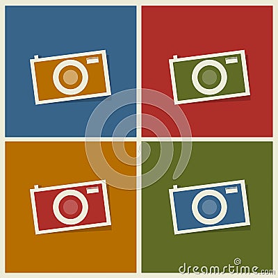 Flat photo cameras Vector Illustration