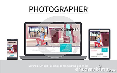 Flat Photography Modern Concept Vector Illustration