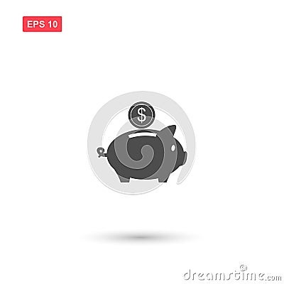 Flat piggy bank icon vector design isolated Vector Illustration