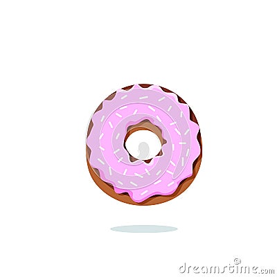 flat pink donut vector image Vector Illustration
