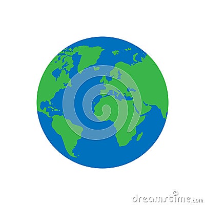 Flat planet Earth icon. isolated on white background. Vector illustration. Vector Illustration