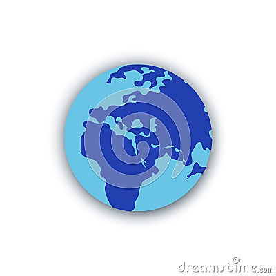 Flat planet Earth icon. Vector Illustration