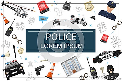 Flat Police Elements Template Vector Illustration
