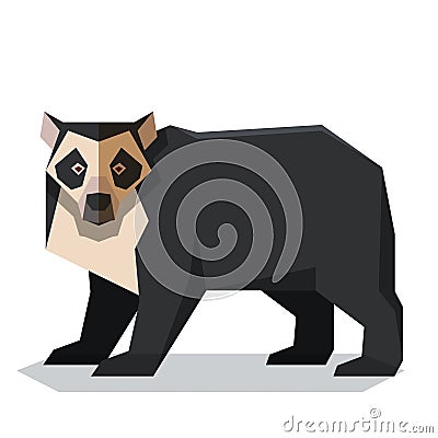 Flat polygonal Spectacled Bear Vector Illustration