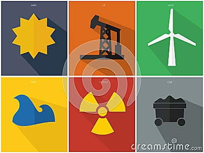 Flat Power Icons Stock Photo