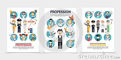 Flat Professions Brochures Vector Illustration