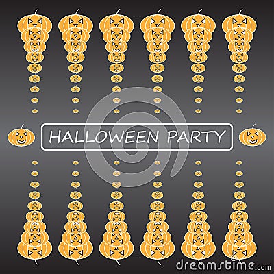 Flat pumpkins halloween party background for poster Vector Illustration