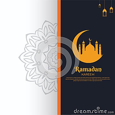 Flat Ramadan Kareem background. Flat Vector Islamic Template. Celebration holy month Vector Illustration