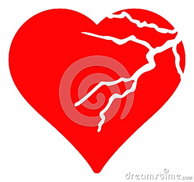 Flat Raster Corrupted Love Heart Icon Stock Photo