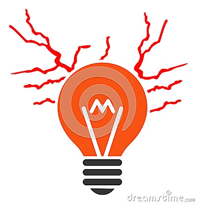 Flat Raster Electric Sparks Bulb Icon Stock Photo