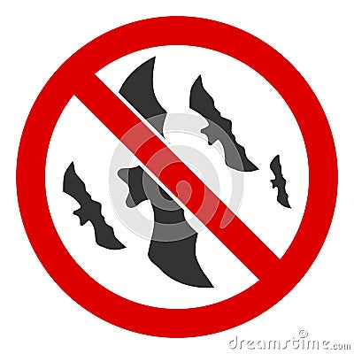 Flat Raster No Flying Bats Icon Stock Photo
