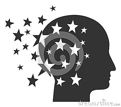 Flat Raster Star Mind Icon Stock Photo